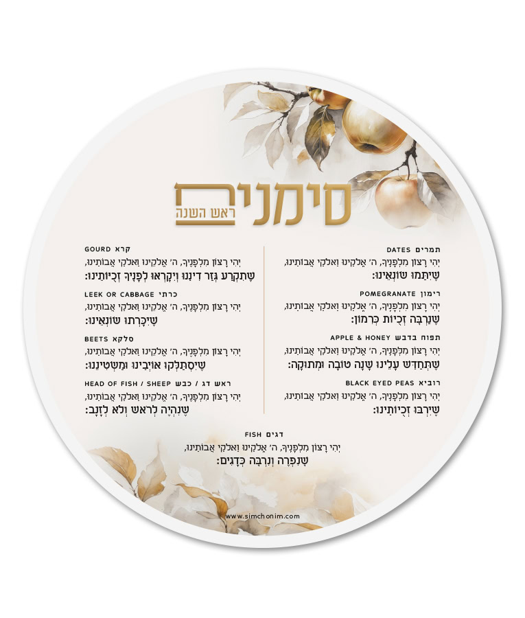 Round painted Seder Simanim card - 6 inch